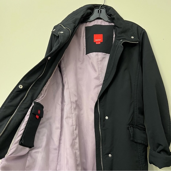 Espirit - Black Winter Coat - Belted - Size 8 - Picture 2 of 15